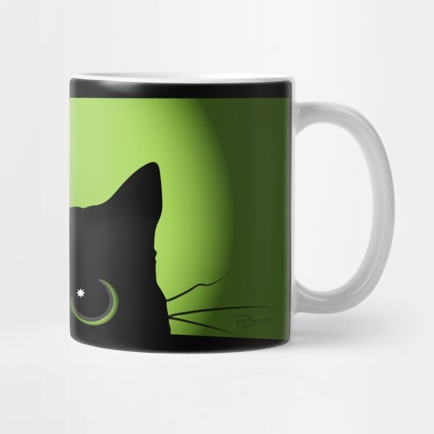 Peek-a-Boo Black Cat (Green) by i4ni Studio